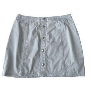 Michael Michael Kors Cream Mini Skirt Front Gold Button Bold Back Zipper Size XL